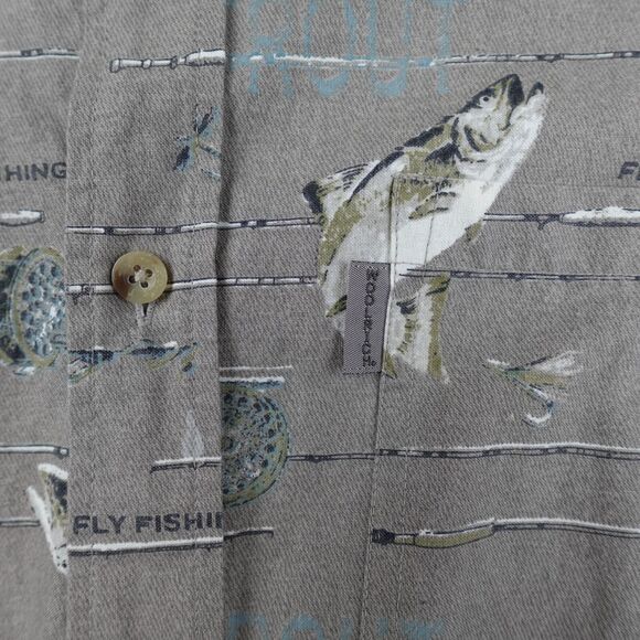 Woolrich Shirt Men L Brown Fishing Lure AOP Short Sleeve Button All Over Print - Picture 4 of 9
